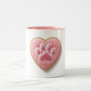 Dog Mom Ceramic Coffee Mug   Heart Paw Print