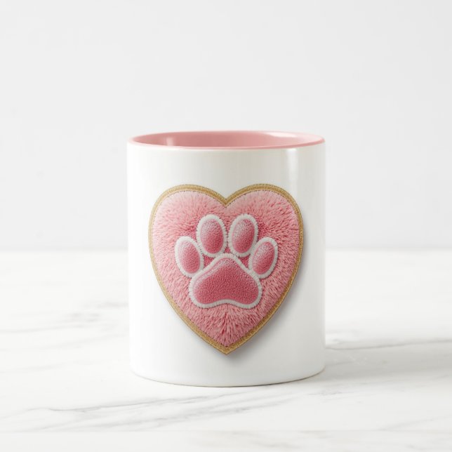 Dog Mom Ceramic Coffee Mug | Heart Paw Print (Centre)
