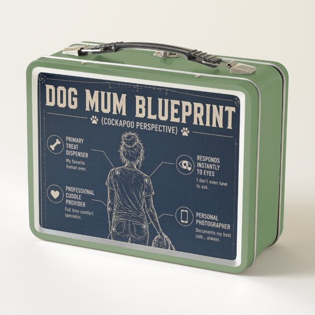 Dog Mom Cockapoo Blueprint Lunch Box (Back)