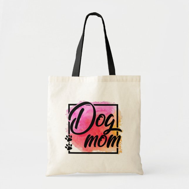 Dog mom colourful animal lover tote bag (Front)