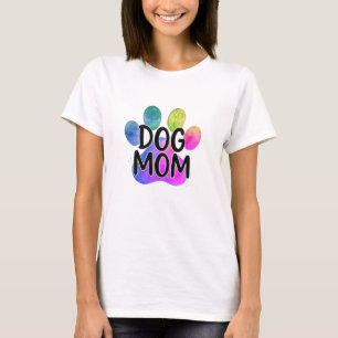 Dog Mom colourful paw pet lover Mother's Day Mommy T-Shirt