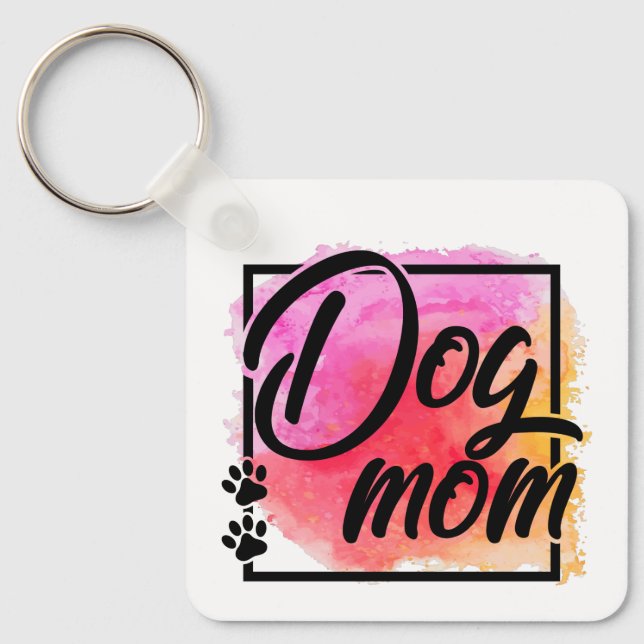 Dog mom colourful photo name keychain (Front)