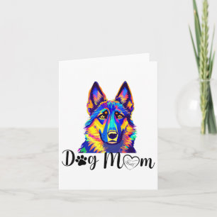 Dog Mom Cool Colourful German Shepherd Heart Paw P Card