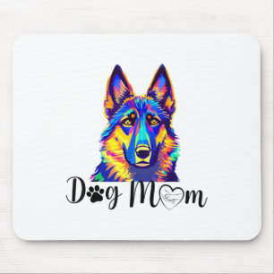 Dog Mom Cool Colourful German Shepherd Heart Paw P Mouse Pad