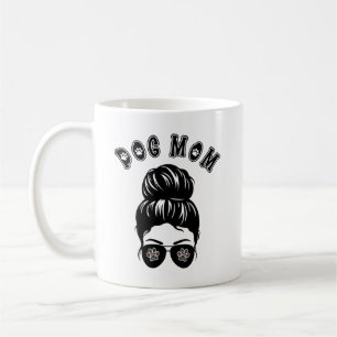 Dog Mom Cool Mom Messy Bun Aviator Sunglasses Coffee Mug