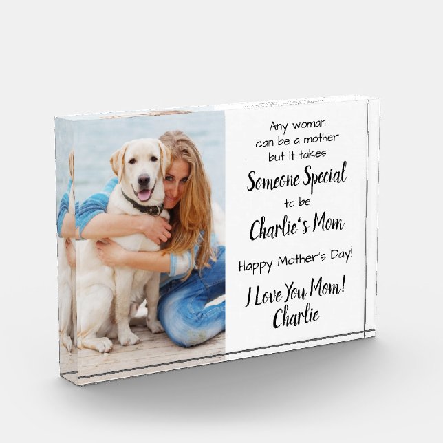 Dog Mom Custom Pet Mother's Day Photo Block (Left)