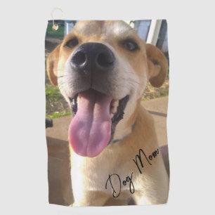 Dog Mom Custom Pet Photo Golf Towel