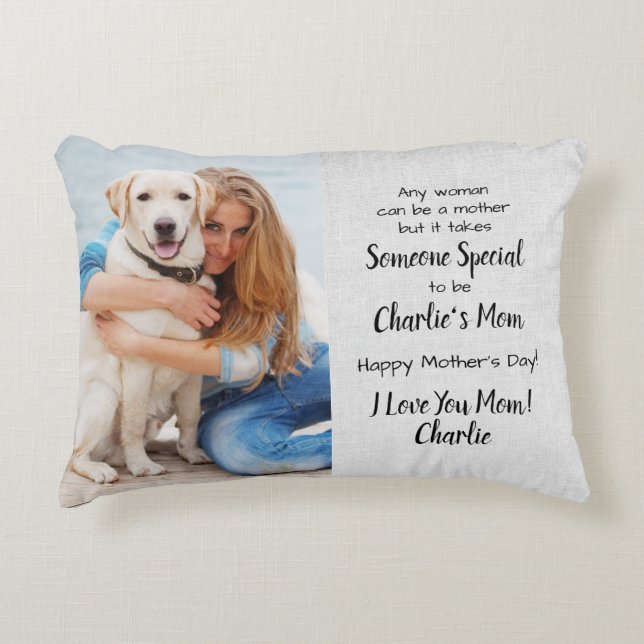 Dog Mom Custom Pet Photo Mother's Day Accent Pillow (Front)