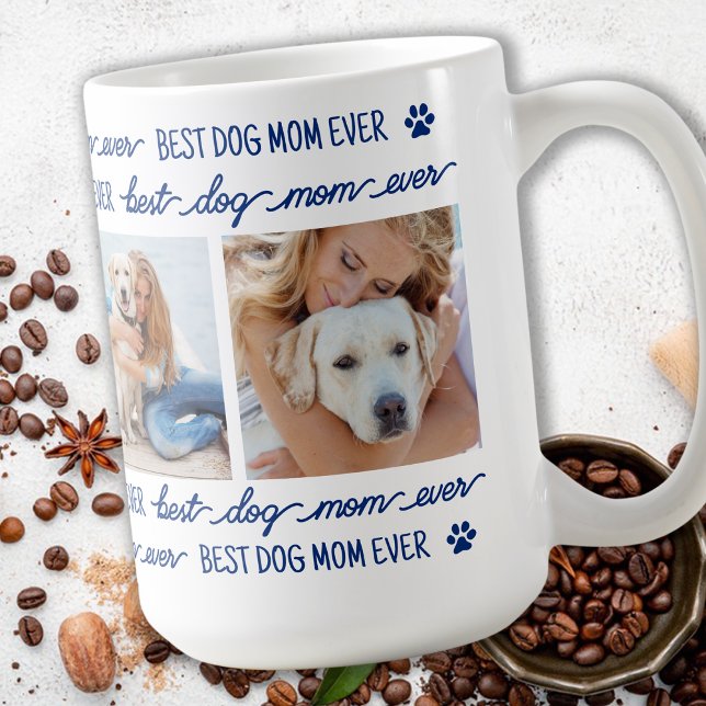 Dog Mom Custom Photo Collage Coffee Mug (Creator Uploaded)