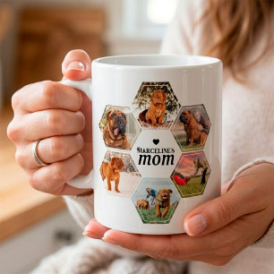 Dog Mom Custom Photo Collage with Name Coffee Mug