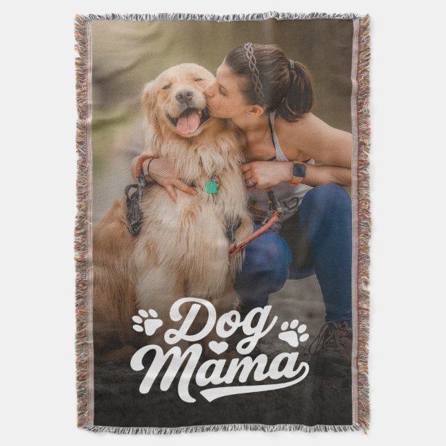 Dog Mom Custom Photo Throw Blanket (Front Vertical)