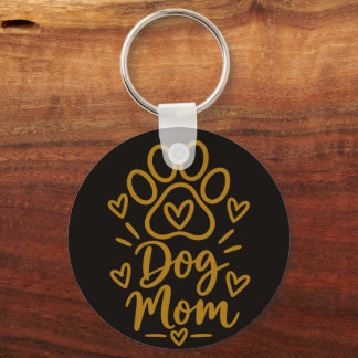 Dog Mom Cute Paw Print Dog Lover Gift Keychain