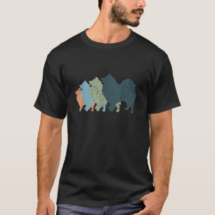 Dog Mom Dad Silhouette Vintage Keeshonden  T-Shirt