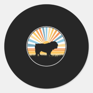 - Dog Mom Dog Dad Retro Sunset Pet Classic Round Sticker