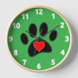 Dog Mom Drawing Green Clock