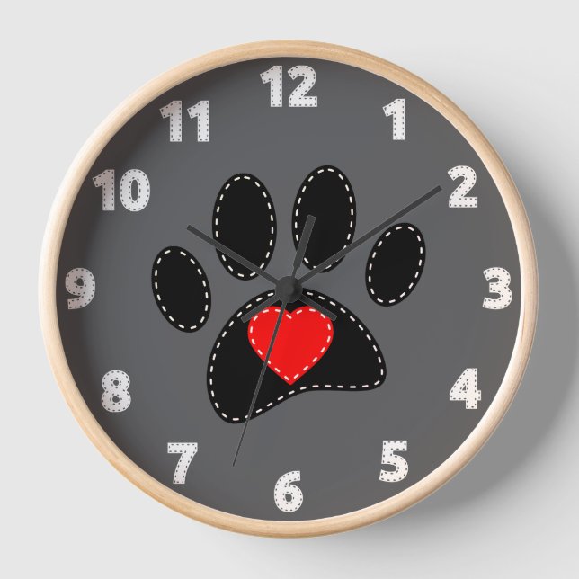 Dog Mom Drawing Grey Clock (Front)
