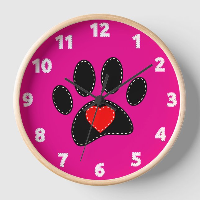 Dog Mom Drawing Hot Pink Clock (Front)