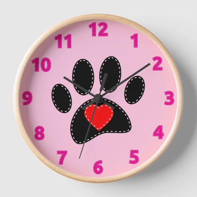 Dog Mom Drawing Pink Clock (Front)