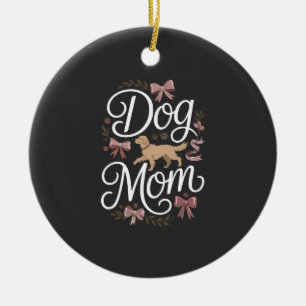 Dog Mom Elegant Coquette Golden Retriever Design Ceramic Ornament