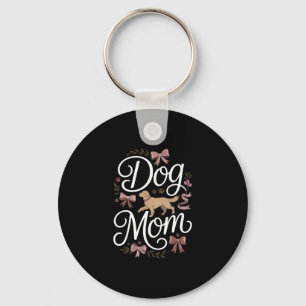 Dog Mom  Elegant Coquette Golden Retriever Design Keychain