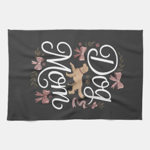 Dog Mom Elegant Coquette Golden Retriever Design Kitchen Towel