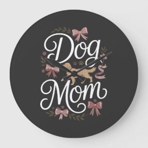 Dog Mom Elegant Coquette Golden Retriever Design Large Clock