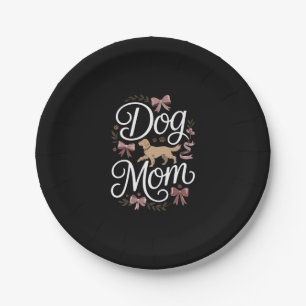 Dog Mom Elegant Coquette Golden Retriever Design Paper Plate