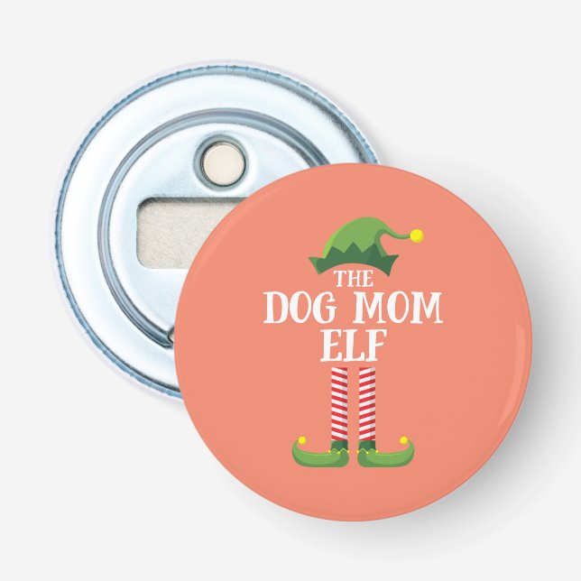 Dog Mom Elf Matching Family Group Christmas Party Bottle Opener (Front)
