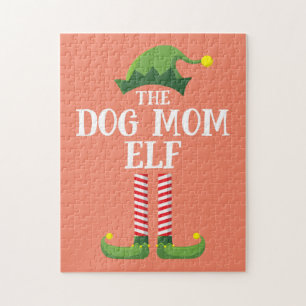 Dog Mom Elf Matching Family Group Christmas Party Jigsaw Puzzle