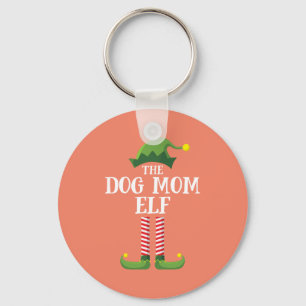 Dog Mom Elf Matching Family Group Christmas Party Keychain