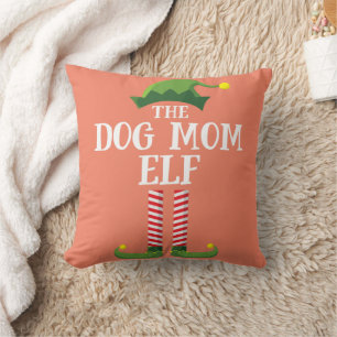 Dog Mom Elf Matching Family Group Christmas Party Throw Pillow