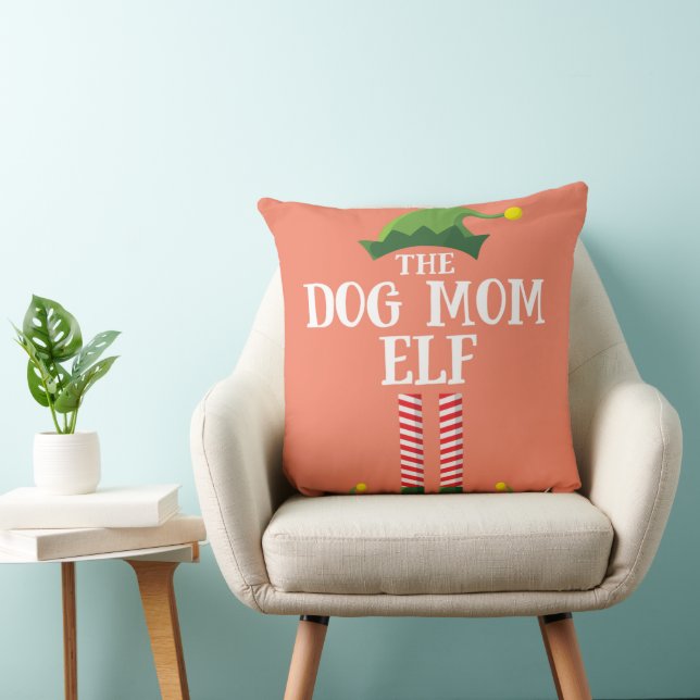 Dog Mom Elf Matching Family Group Christmas Party Throw Pillow (Chair)
