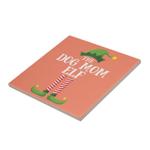 Dog Mom Elf Matching Family Group Christmas Party Tile