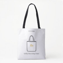Dog Mom Essentials Coffee Paws & Treats Tote Bag