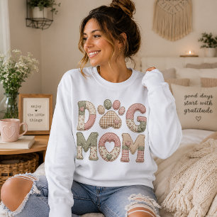 Dog Mom Faux Patchwork Sweatshirt
