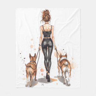 Dog Mom Fleece Blanket Girl Boss Dog Walker