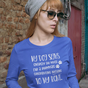 Dog Mom Funny Custom Photo Women's Long Blue T-Shirt