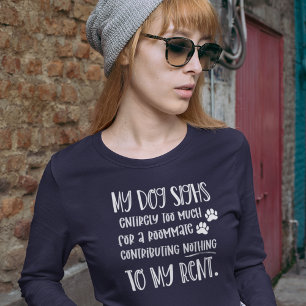 Dog Mom Funny Custom Photo Women's Navy Long T-Shirt