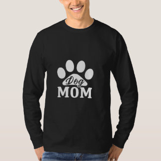 Dog Mom Funny Letter Print Paw Graphic Tee