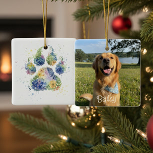 Dog Mom Gift – Floral Boho Pet Lover Ceramic Ornament