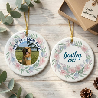 Dog Mom Gift – Floral Pet Lover Keepsake Ceramic Ornament