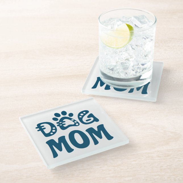 Dog Mom Glass Coaster (Angled)