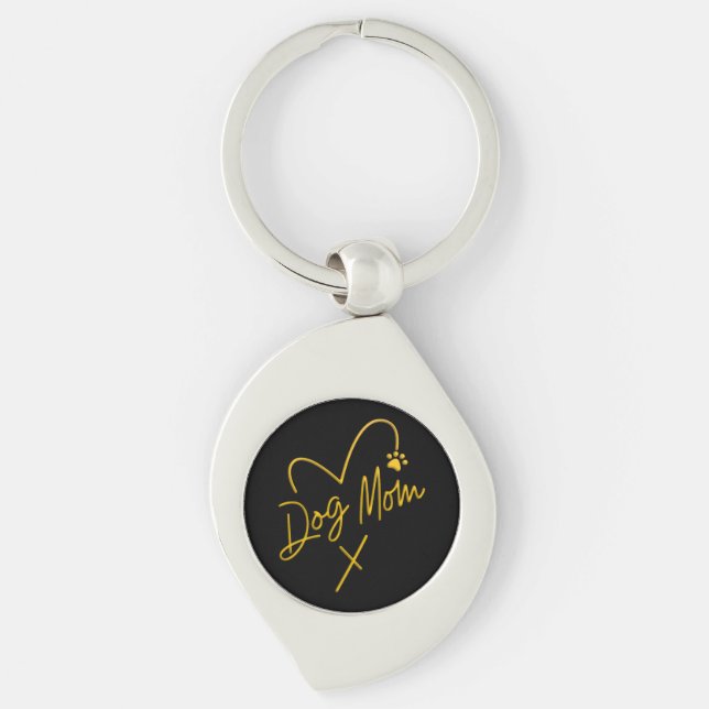 DOG MOM, GOLDEN HEART KEYCHAIN (Front)