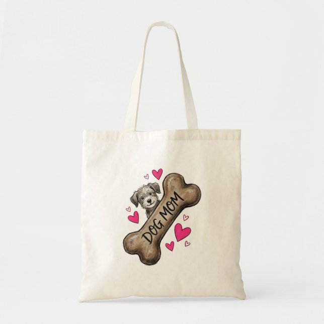 Dog Mom Gray Dog Bone Tote Bag (Devant)