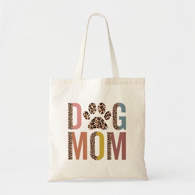 Dog Mom Half Leopard Dog Mama Fur Mom Tote Bag (Front)