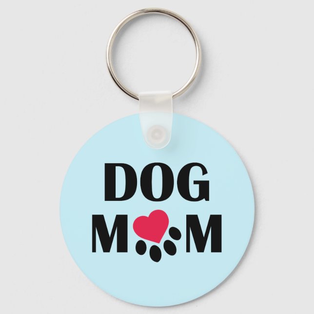 Dog Mom Heart Paw Keychain (Front)