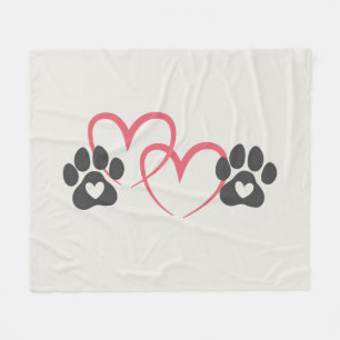 Dog Mom Heart Paws Art   Rescue Mama Dogs Lover Fleece Blanket