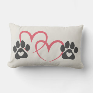 Dog Mom Heart Paws Art   Rescue Mama Dogs Lover Lumbar Pillow