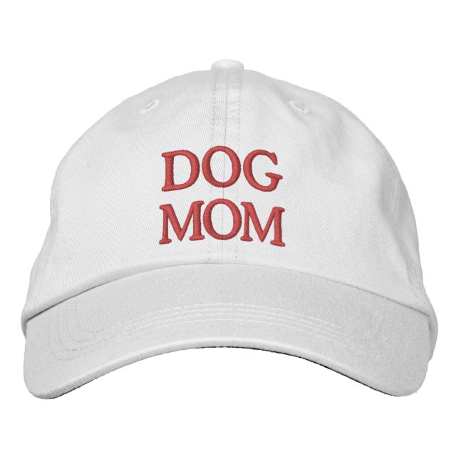Dog Mom hot pink Embroidered Baseball Cap (Front)