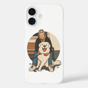 Dog Mom Hugging Fluffy Puppy Cute Pet Moment iPhone 16 Case
